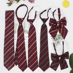 Red Striped Womens Necktie Korean Style Student Uniform Bow Tie JIFANPAUL Brand Summer Collection Fashion Accessory