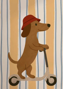 Cute Skateboard Dog Dachshund Duck Goose Hot Air Balloon Canvas Painting Prints Poster Cartoon Funny Animal Nursery Home Decor