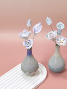 Mini Ceramic Flower Vase Handmade Creative Jingdezhen Kiln Artistic Simulation Flower Decorative Tabletop Gift