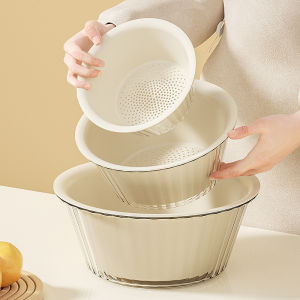 Double Layer Kitchen Sink Vegetable Washing Basket Drain Basket Fruit Washing Tray Rice Cleaning Tool Plastic Home Use