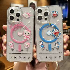 Magsafe Magnetic Silicone Phone Case for Apple 13 14 pro Max Cute Female Couple 11 Internet Celebrity Kitty 12 pro Full Cover Anti-Fall Doraemon Cartoon