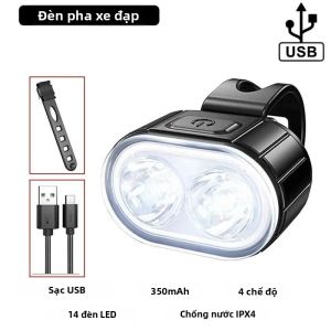 Bộ Đèn LED Xe Đạp Phía Trước Phía Sau Có Thể Sạc Lại Bằng USB Chống Nước Đèn Pha Đèn Hậu Đèn Pin Kết Hợp Để Đảm Bảo An Toàn Khi Đạp Xe