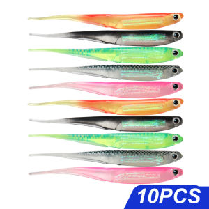 GOBAIT Soft Worm Fishing Lures 65mm/72mm/92mm Rainbow Reflective Strip Swim Sequin Swing T-Tail Pesca Spinner Bait 5-10Pcs Set