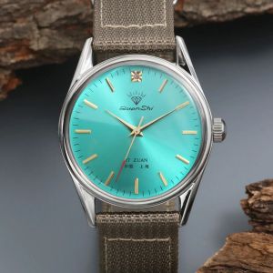 Heimdallr | Shanghai Diamond Mens Mechanical Watch - Manual Winding Retro Style 38MM Stainless Steel Case Mens Portable Watch