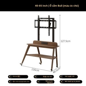 DONGMU | Tủ TV Gỗ Cứng Di Động Có Bánh Xe Lưu Trữ
