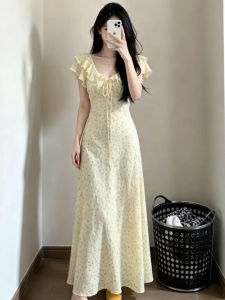 BIFEIMENG | Unique Pretty V-neck Floral Summer Dress Yellow