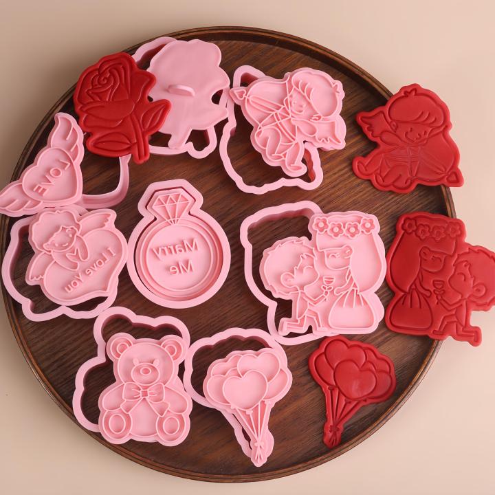 Valentine's Day Engagement Wedding Celebration DIY Hand Pressure Biscuit Mold Xi Word Butter Icing Cookies Fondant Stamp Cut