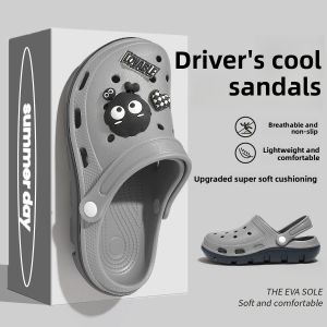 Mens Summer Outdoor Wear Thick Bottom Anti-Slip Deodorant 2025 New Driving Breathable Head Cover Half Slippers Casual Sandals