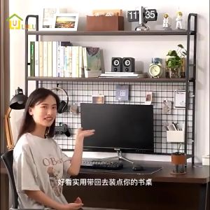 Desktop Rack With Grid Multi-Layer Tabletop Storage Study Desk Bookshelf Finishing Shelf For Adult For Study Home Room