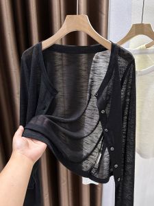 V.C.I | Floral and Black Ice Silk UV Protection Summer Thin Cardigan