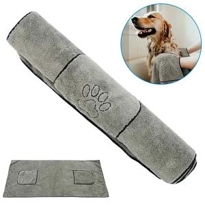 Super Absorbent Big Puppy Pet Dog Towel Bathrobe Bath Towel Microfiber Quick-Drying for Drying Dog Cat Bath Towel Bath Supplies