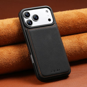 Luxury Leather Wallet Phone Case With Card Slots Stand For iPhone 17 Air 16 15 14 13 Pro Max 16e Brown Shockproof Bumper Cover