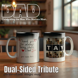 For You Dad - Dual-Sided Tribute Magic Mug - Personalized Photo & Message Gift for Dad | Heat Reveal Ceramic Mug | 11oz Size | Dishwasher & Microwave Safe | Perfect for Fathers Day Birthdays Retirement Office Keepsakes "Just Because"