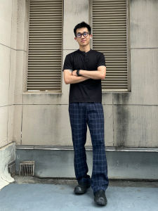 Quần Dài Nam Họa Tiết Kẻ Sọc Màu Xanh Mùa Hè Mỏng Bằng Lụa Băng Cảm Giác Mát Mẻ Quần Dài Ống Rộng Phong Cách Mỹ Nhanh Khô