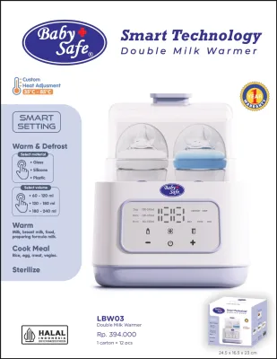 Baby Safe Milk Warmer Double isi 2 botol LBW03 penghangat ASI MPASI babysafe