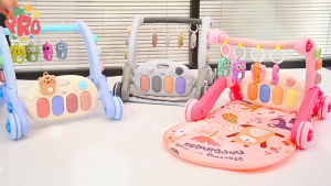 LUCKYBABE 4 In1 Walker Baby With Toys Baby PlayGym Music Piano Toddler Toy Music Education Toys baby playmat