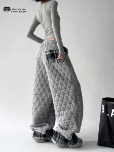 MUYUZI | Geometric Design Thick Warm Loose Pants