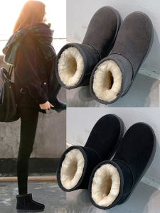 Giày Bốt Đi Tuyết Lông Da Dày Ấm Áp Mùa Đông Phong Cách Mới Chống Trượt Đế Dày Mũi Tròn Thường Ngày Giày Bốt Ngắn