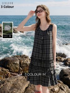 3COLOUR·S | Gingham Sleeveless Peter Pan Collar Dress