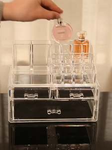 Khay Mica Mỹ Phẩm Trong Suốt 3 Tầng Có Ngăn Kéo Dày Dặn Hộp Nhựa Nhiều Ngăn Chia Ô Để Son Gọn Gàng Ngăn Nắp Đa Năng