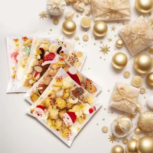 100 self-sealing Christmas cellophane gift bags plastic Santa Claus candy and cookie gift sealed bags bulk bags suitable for