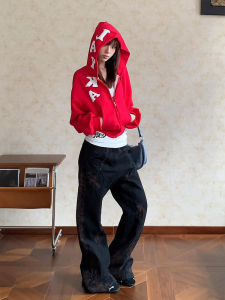 XIANGBAIWEI | Gothic Street Letter Printed Womens Hoodie