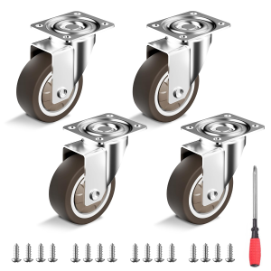 Caster Wheels 1/2 inch Heavy Duty Furniture Casters Set of 4Rubber Castors No NoiseDesigned for DeskTV StandCoffee Table