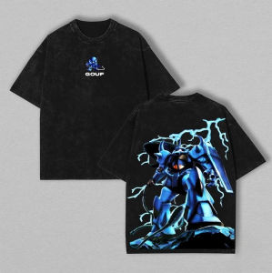 Bandai | Gouf T-Shirt MS-07B Men Zeon Army Vintage Acid Wash Mecha Streetwear Retro Mobile Suit Japanese Anime Graphic Tee Shirt