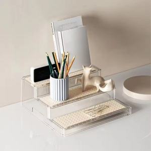 Multi-Layer Expansive Cosmetic Storage Box Staircase Desktop Perfume Display Stand Simple Design Plastic Organizer