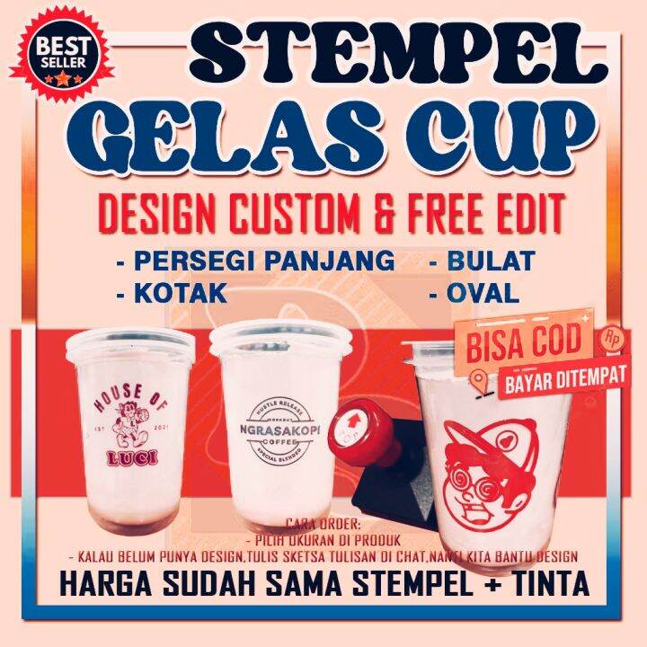 Stempel Cup Minuman / Stempel Permanen / Stempel Anti Air / stempel plastik