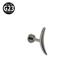1PC G23 Solid Titanium CZ Flower Moon Cartilage Earring Stud Internally Threaded Helix Ear Tragus Gold Color Piercing Jewelry