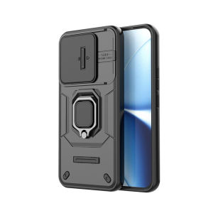 szhaiyu | Armor Phone Case For Redmi Note Turbo 4 5 14 14S 15 15C K80 Pro Max Plus With Sliding Camera Protection Ring Holder Stand Cover