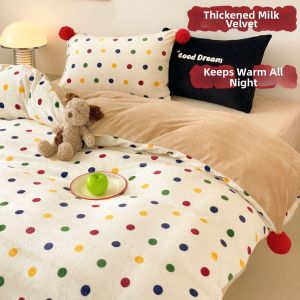 YAOKANG | Thickened Milk Velour Coral Fleece Quilt Cover Bedding Set