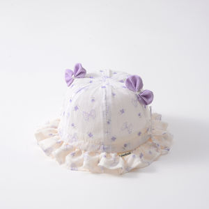 Baby Fishing Cap Summer Thin Breathable Mesh Princess Style Sun Protection Shade Bucket Hat Trendy Cute Mixed Fabric round Top