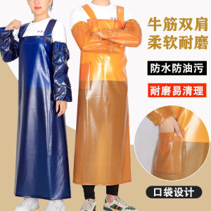 เสื้อกันเปื้อนหนังสัตว์หนังหนาแบบมีไหล่คู่ ทนทานต่อการสึกหรอ ป้องกันน้ำ สำหรับการฆ่าสัตว์ งานประมง อุตสาหกรรมการผลิตวัสดุ