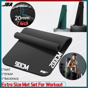 JBA Yoga Mat Thick 20MM Extra Wide 90CM NBR Anti-Slip Durable Soundproof Waterproof High Density Yoga Mat Men With Strap Carry Bag Workout Mat Good Quality 瑜伽垫