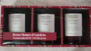 Better Homes & Gardens 3 Scented Candles – Blue Fern Candy Cane Snow Cherry (218.3g each)