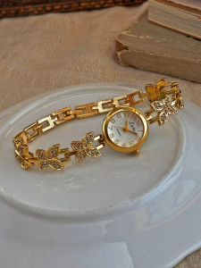 Đồng Hồ Nữ Hình Con Bướm Đính Đá Pha Lê Vàng Pháp Kiểu Dây Đeo Tay Thanh Lịch Máy Quartz Thích Hợp Đeo Hàng Ngày Và Dự Tiệc