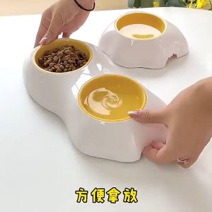 Egg Shaped Design Pet Single / Double Pet Food Water Bowl Dish Feeder