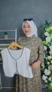 Afsheen Fashion - Gamis Dress Midi Set Rompi Wanita Muslim Bahan Kain Katun Rayon Print Mix Knit Florencia Motif Bunga Kekinian Trending Terbaru