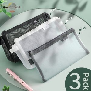 Mornings Light Large Capacity Transparent Mesh Pencil Case Simple  Creative High School Middle School Student Cute Net Red Boys And Girls Primary School Exam Special Stationery Pencil Bag