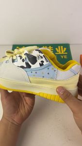 TAELLO👸🏻👟36-40 YELLOW COW CUTE SKATE SNEAKERS Women Fashion Sole Casual Shoes Kasut Socks Lace Lady Girl Perempuan Heels Outing Thick Trendy