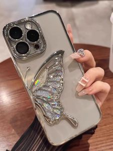 Luxurious Sandflow Butterfly Phone Case for Apple 15 pro Max Full Cover Shockproof Protection Transparent Silicone New Model 12 Net Red