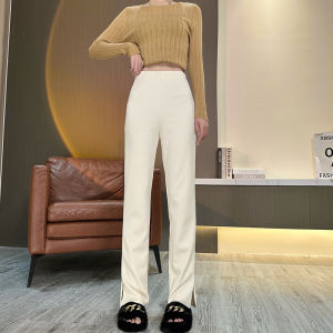 High Waist Straight Leg Pants Womens Casual Black Asymmetrical Korean Style Commute Long Trousers Spring Autumn New Arrival