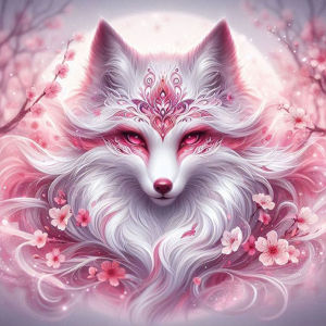 Huacan DIY Diamond Painting Fox Cherry Blossom Diamond Embroidery Animal Flower Complete Kit Decorative Paintings