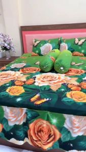 SPREI RUMBAI MOTIF TULIP UNGU / SPREI REMPEL TULIP PURPLE UK 180 X 200 KING SIZE 160X200 QUEEN SIZE