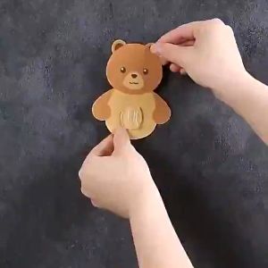 HL0347 Rak Sikat Gigi Karakter Beruang Rak Sikat Gigi Odol Motif Beruang Rak Gantung Kamar Mandi Gantungan Tempel Wadah Sikat Gigi Bathroom Organizer Bear Toothbrush Storage