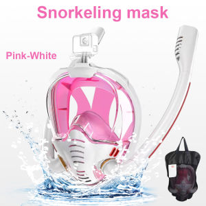 Full Face Dry Top Snorkel Mask 180°Wide View Anti Fog - Lightweight Professional Adult Snorkeling with Camera Mount Summer Sale