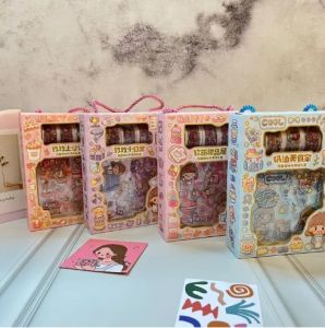 Paket Setiker + Washi Tape 3 Roll & Gantungan Kunci - STICKER CUTE GIRL JBE-SCV