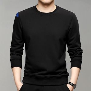 ROMON | Lormen Mens Thermal Long Sleeve T-Shirt Fleece Lined Round Neck Sweatshirt Warm Casual Fashion Urban Style Pure White Autumn Winter New Arrival